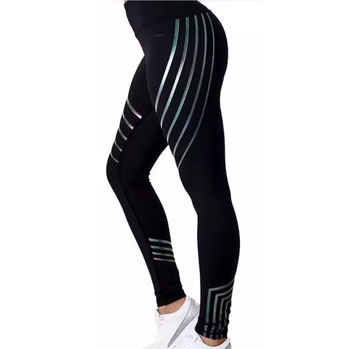 Pantalones de Yoga con estampado láser y purpurina para Mujer, Mallas de Alta elasticidad para correr - 1