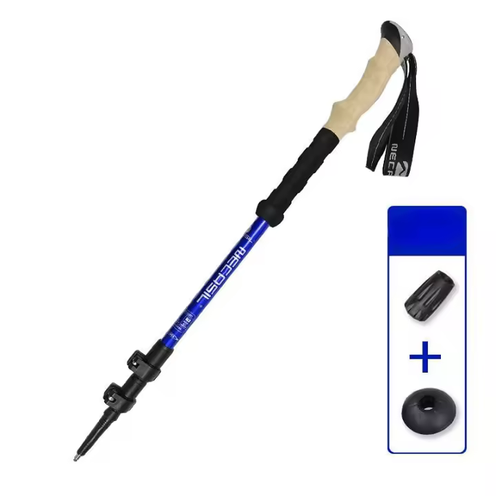 Palo De Camuflaje Ultraligero De Aluminio Para Senderismo Y Escalada 135CM Plegable Antideslizante Con Mango De Goma Y Punta De Acero Carbono - 1
