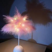 Lámpara De Mesa Con Plumas Luz Nocturna LED Para Decoración De Bodas Y Dormitorios Con Control Remoto Fuente De Alimentación Por Batería - details 7