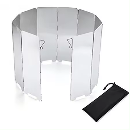 Parabrisas para camping, Parabrisas plegable de aluminio, Parabrisas plegable de 10 placas, Estufa portátil ultraligera para estufa de camping, Estufa de gas para picnic, etc. (Plata) - 1