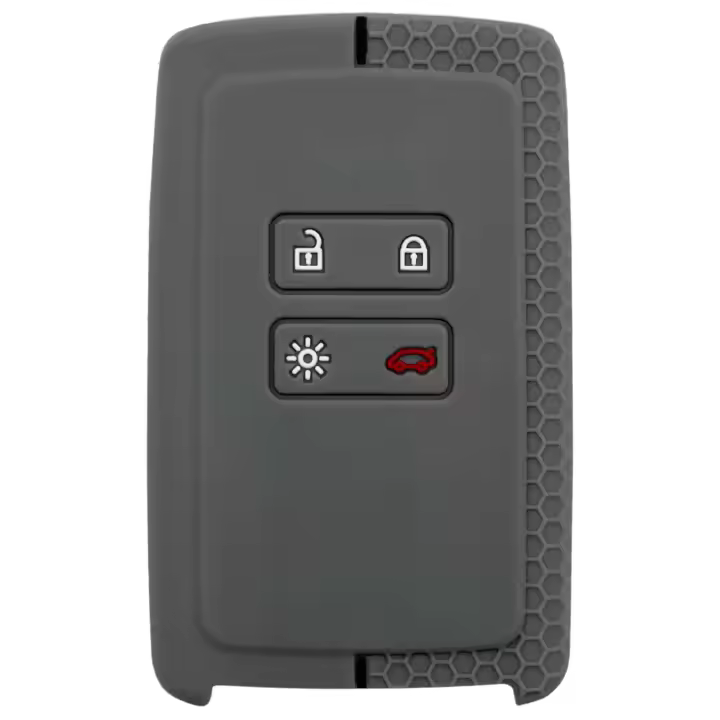 AUTOZOCO Funda Silicona Mando Llave del Coche 4 Botones Compatible con Renault Y Dacia - Funda TPU - Protege Llaves Compatible con Dacia y Renault - Gris - 1