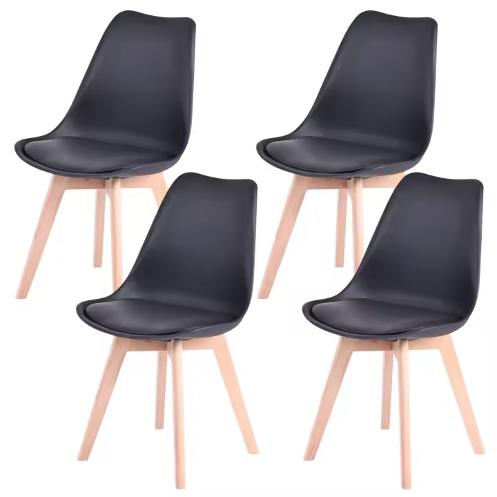 Regalos - Sillas Comedor - Silla Synk Basic - Blanco Negro-Gris- Pack de 4 Sillas de Comedor Sillas Cocina Nórdico con Asiento Tapizado y Las piernas de Madera de Haya Maciza .(4SILLA-001 9390 D7) - 1