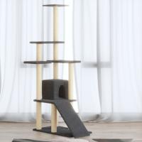 vidaXL Rascador para Gatos con Postes de Sisal 155 cm Torre Mascotas Color Crema,  Gris claro,  Gris oscuro y mas - details 2