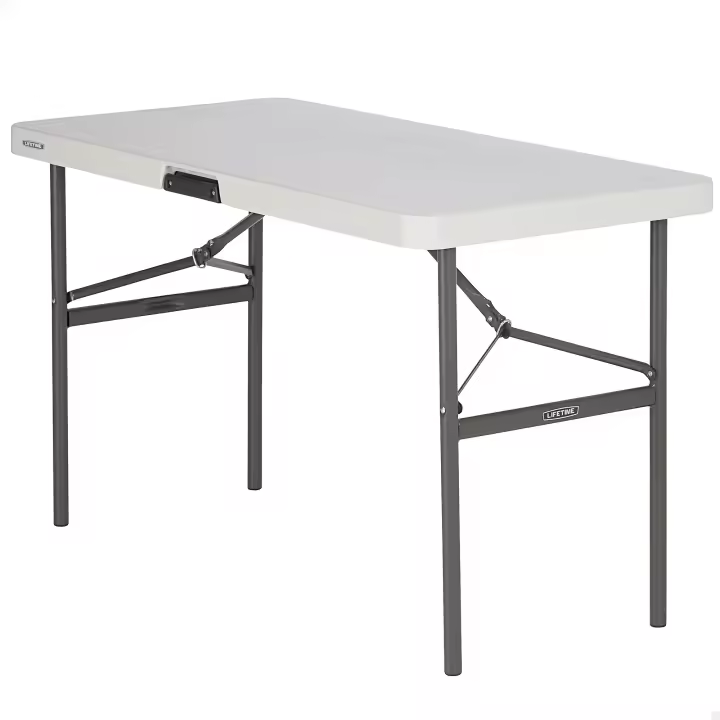 Mesa patas plegables rectangular crema Lifetime 122x61x74 cm - 1