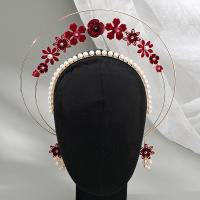 Diadema De Ángel Para Novia Dorada Con Halo Y Perlas Diadema De Diósisa Para Mujeres Y Niñas Adorno Elegante Para Bodas Y Fotografías - details 6
