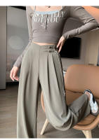 Pantalones Anchos De Pierna Para Mujer Cintura Alta Botones Elegante Minimalista Primavera Verano Sueltos Rectos De Poliéster - details 20