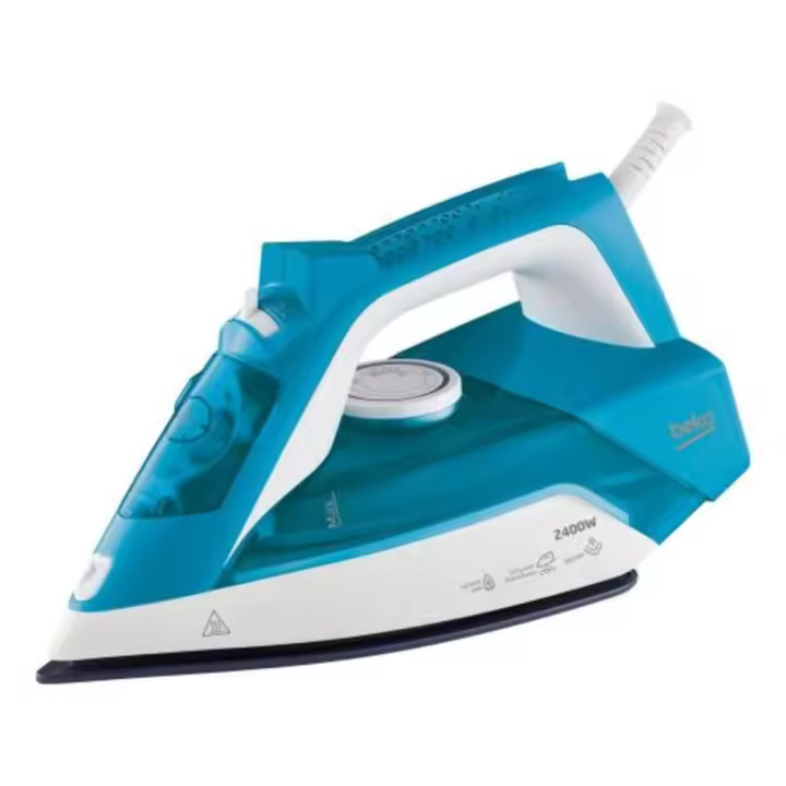 Plancha a Vapor Beko SIM3124D - 2400W - 30/120gr - Cerámica - Autoapagado - Vapor Variable - Planchado sin Arrugas y Cuidado de Prendas - Azul - Planchar en Vertical - Placa Base de Cerámica - Tecnología Antigoteo y Autolimpieza - 1