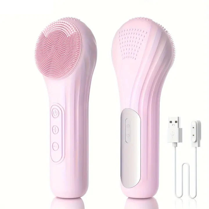 Cepillo eléctrico limpiador facial, exfoliante de silicona para el rostro, cepillo de limpieza facial para hombres y mujeres, cepillo de limpieza de masaje de vibración con temperatura constante recargable - 1
