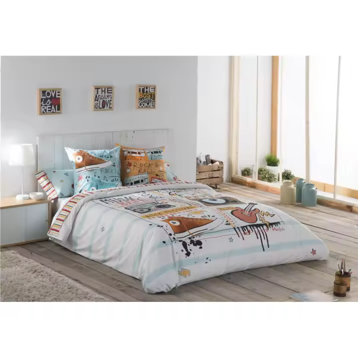 JVR - Funda nórdica juego de 2 piezas modelo MUSIC - Tejido 100% Algodón - Estampado digital - Fabricado en España - Cama 90/105/135/150/160/180 - 1