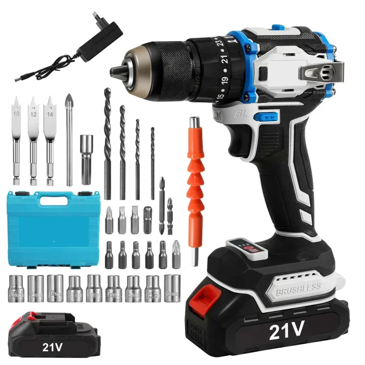 Destornillador inalámbrico de 31 piezas, taladro eléctrico recargable 70N · M, 2 velocidades, rpm, herramientas multifuncionales, taladro de impacto para batería Makita - 1