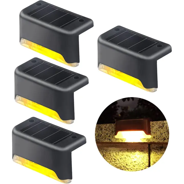 Luces Solares LED para patio en Aire Libre, paquete de 4 Luces Solares para Cercas, Luces Solares impermeables para Exterior Alred DE LA Piscina, Escaleras al Aire Libre, Cercas (Blanco caloría) - 1
