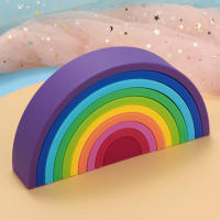 Juego De Bloques De Construcción Para Bebés 10Pcs/set En Forma De Arcoíris De Silicona BPA Libre Juguetes Educativos Montessori Para Masticar Y Aprender - details 14