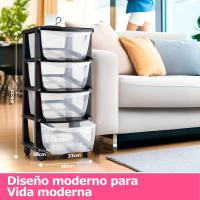 Plastic Storage Tower Drawer Organizer Drawers with Wheels Filing Cabinet – Desk, Office, School, Bathroom, Living Room – Made in USA (4 Drawers) - details 1