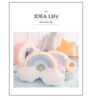 Cojín De Peluche Creativo Con Estrellas Luna Y Arcoíris Para Niñas Regalo De Cojín De Silla De Corazón Redondo De Color Rosa Para Decoración Del Hogar Y Juguete De Relleno De Espuma PU Y Poliéster/Celulosa - details 8