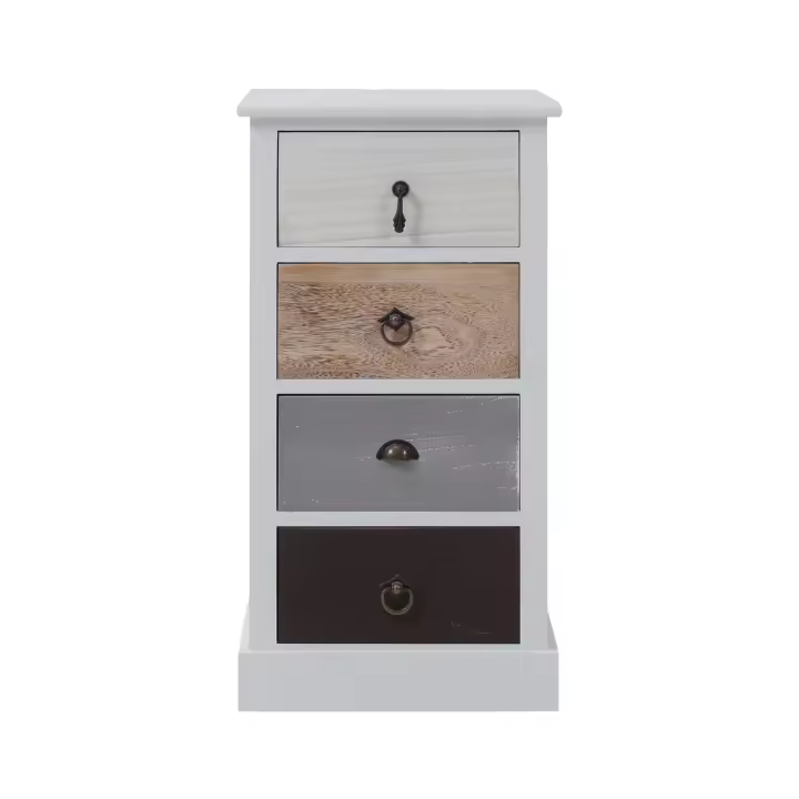 Rebecca Muebles Cajonera Blanco 4 Cajones Multicolor Shabby 69x37x27 - 1