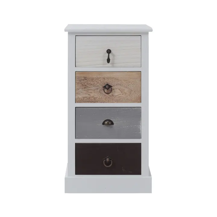 Rebecca Muebles Cajonera Blanco 4 Cajones Multicolor Shabby 69x37x27 - 1