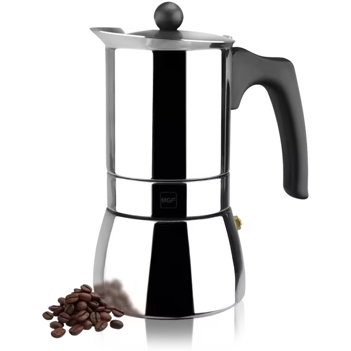 Magefesa Genova - Cafetera Italiana de Acero Inoxidable 18/10, Mango Ergonómico, Ahorro de Energía, Todo Tipo de Cocinas, Inducción - 1