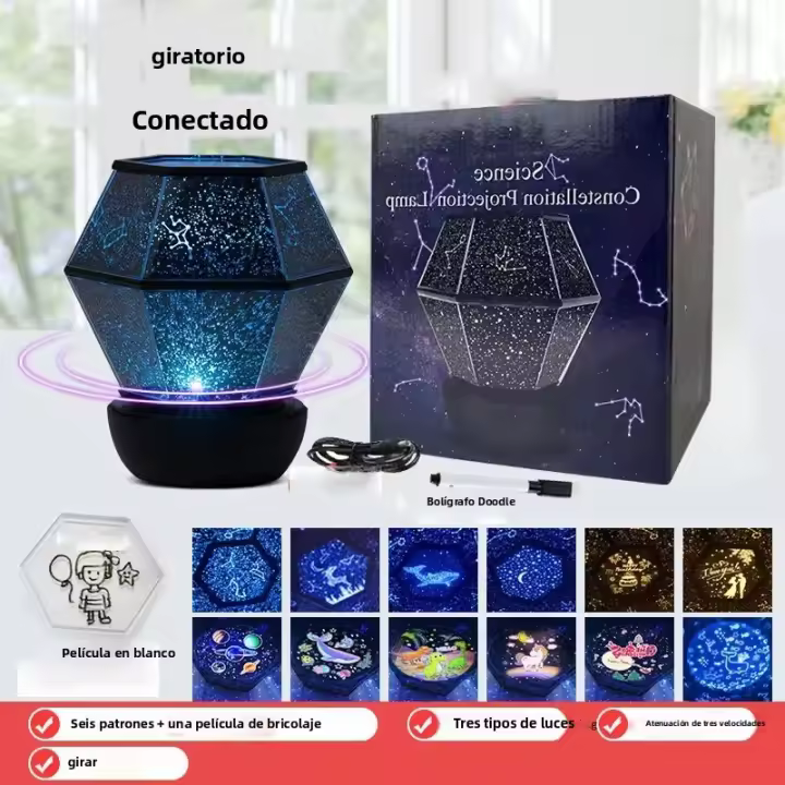 Proyector De Pared Estelar Con 12 Constelaciones Luz Nocturna LED Para Habitaciones De Niñas Regalo Romántico Para Cumpleaños Creación De Un Ambiente De Cielo Lleno - 1