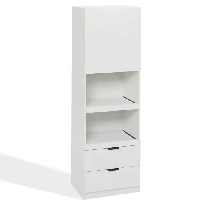 Gabinete de Cocina de 200 cm de Altura, Gabinete de Almacenamiento, Puertas, Cajones, Estante para Microondas, Gabinete Alto con Protección Antiinclinación, Aparador, Gabinete Multifunctional Independiente para Comedor, Sala de estar Blanco - 1