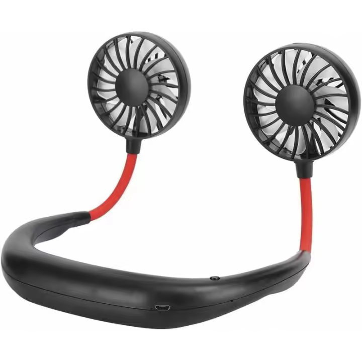 Ventilador de cuello colgante portátil, ventilador de banda para el cuello personal manos libres, ventilador portátil recargable USB de 3 velocidades, mini ventilador de banda para el cuello (negro) - 1