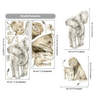 Pegatina De Pared Boho Grande De Animal Africano León Y Giraffa Tropical Árbol Acuarela Decoración Para Niños Habitación De Niños Hombres Decoración De Hogar - details 2