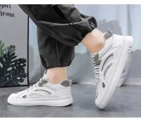 Zapatos De Hombre Primavera Verano Algodón Transpirable Casual Plataforma Bajo Blanco Moda 2024 Zapatillas De Cuero Artificial Talla Verdadera - details 18