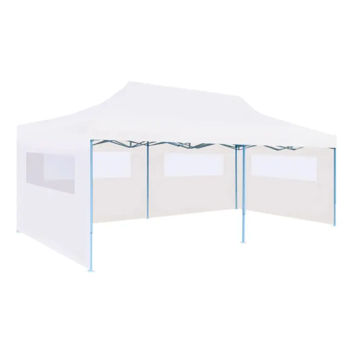 vidaXL Carpa de fiestas plegable paredes laterales acero blanco 3x6 m - 1