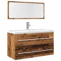 vidaXL Set de muebles de baño 2 pzas contrachapada en color Roble Sonoma/Madera antigua | almacenamiento funcional diseño moderno para baño dormitorio sala - details 1