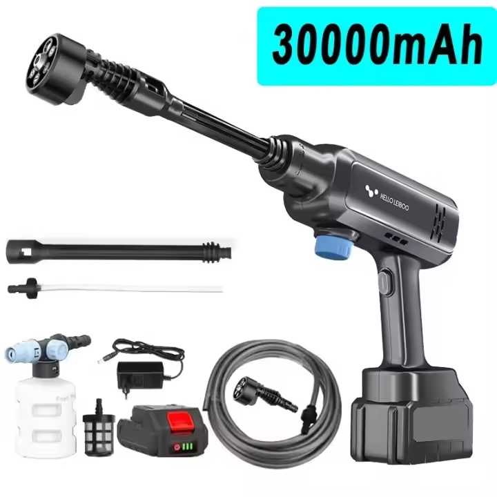Pistola de lavado de alta presión inalámbrica para coche, 300 W, generador de espuma de 20 000 mAh/30 000 mAh, pistola de agua, limpiador en aerosol, lavadora de coches - 1