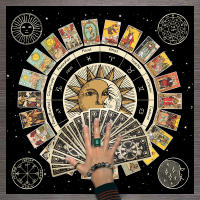 Mantel De Taro Con Doce Constelaciones Y Cielo Estrellado 1pc Decoración De Juego De Tarot Estilo Moderno Poliéster 100% - details 35