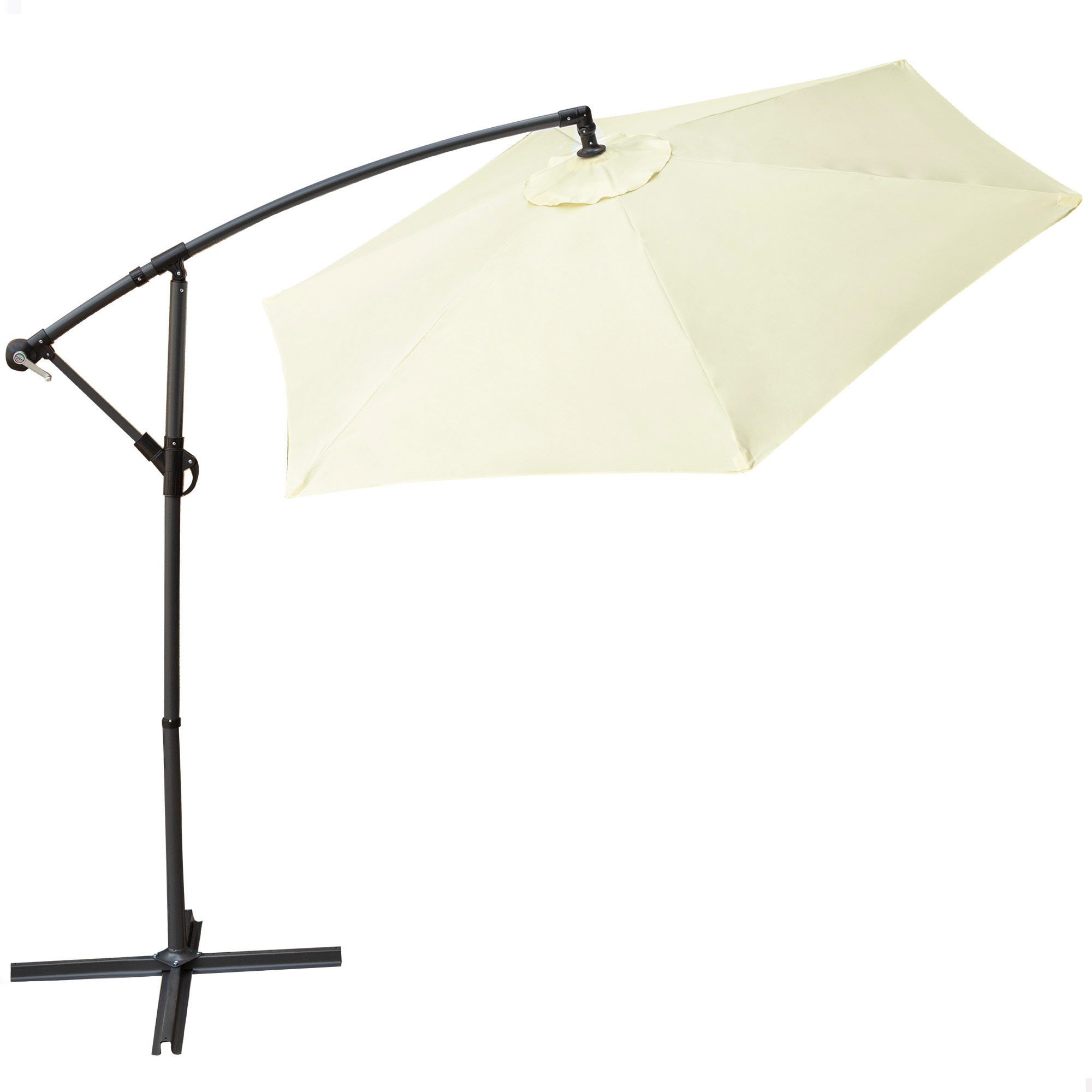 Aktive - Parasol excéntrico Ø300 cm, sombrilla excéntrica, crema o antracita, tejido poliéster reforzado 160 gr, estructura aluminio, 4 varillas, mástil acero Ø48/42 mm, sistema manivela, giro 360º, resistente, ventilación superior, parasol terraza