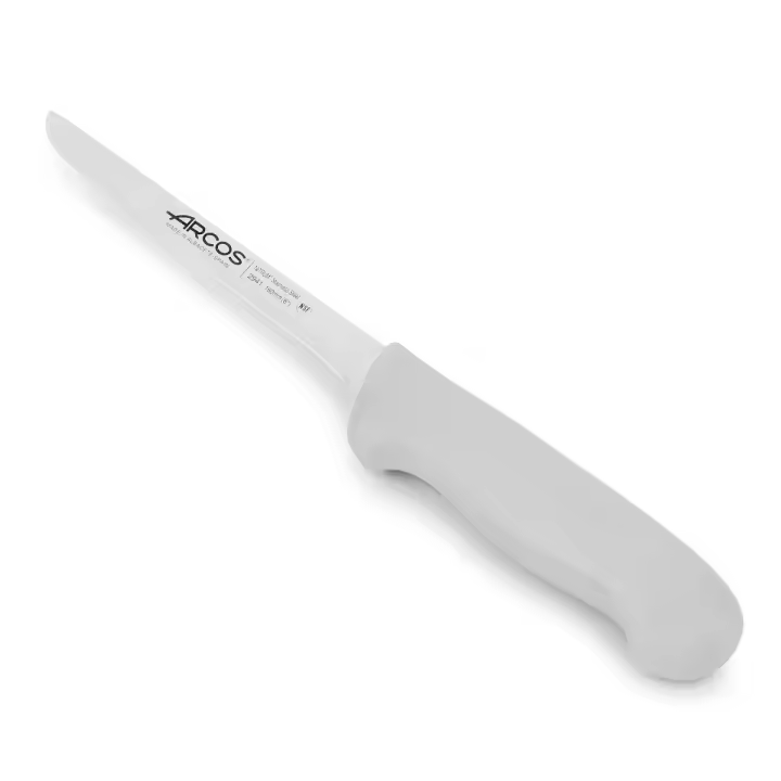 Arcos Serie 2900 - Cuchillo Deshuesador - Hoja de Acero Inoxidable NITRUM de 160 mm - Mango inyectado en Polipropileno Color blanco - 1