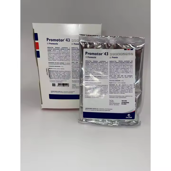 Calier PROMOTOR 43 Suplemento Nutricional para Animales con Vitaminas y Aminoácidos en Sobre de 100 Gr Caja de 10 Sobres - 1