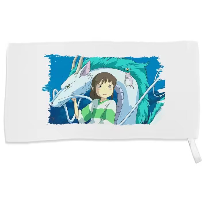 MERCHANDMANIA TOALLA PEQUEÑA ABSORBENTE dragon pelicula el viaje de chihiro fantasia anime suave personalizada con cinta elastica - 1