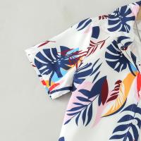Conjunto De Verano Para Niños 2 Piezas Camisa Corta Con Estampado De Hoja De Palma Y Shorts Estilo Casuál Moda Joven - details 2