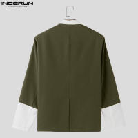 Incern Run Chaqueta De Hombre Estilo Coreano 2024 Moda Casual Con Contraste En Cuello Y Botones Multiseguros Largo Para Callejero - details 15