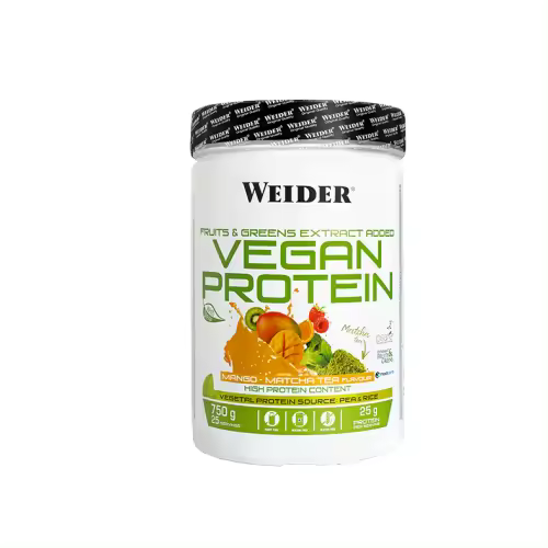 Weider Proteína Vegana Mango Matcha 750g - Sin Gluten y Sin Lactosa - 1