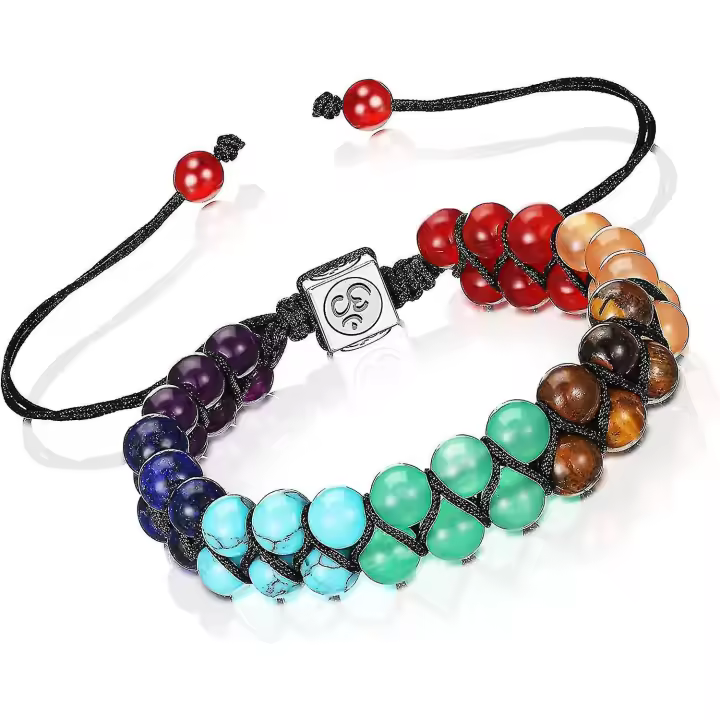 Pulseras de los 7 chakras, pulsera de piedras preciosas de cristal para yoga, pulsera trenzada de piedras preciosas de Reiki - 1