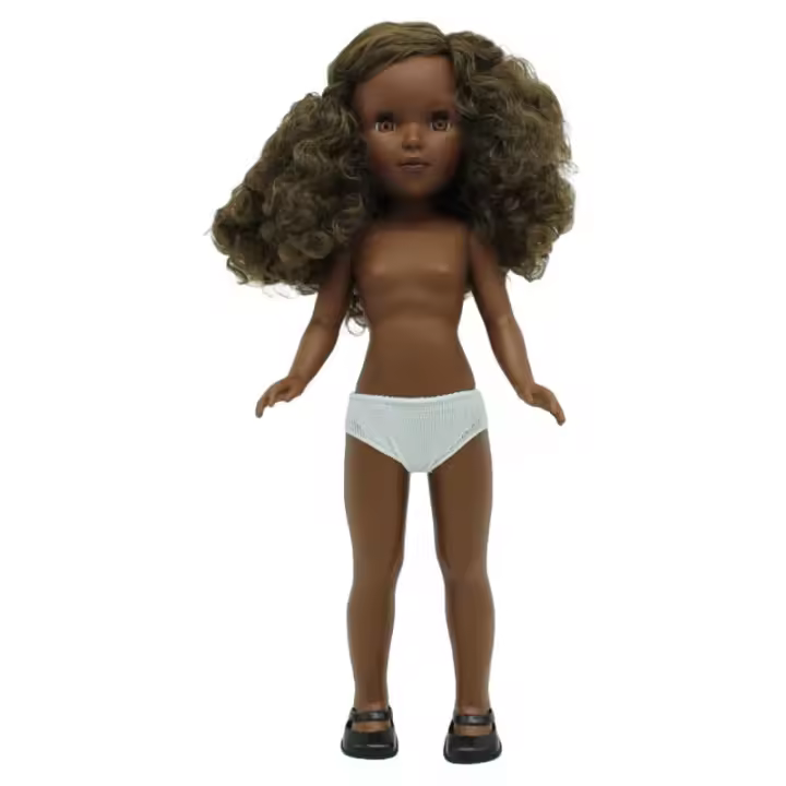 Muñeca desnuda mulata Pepa's Vidal Rojas Dolls original colección 41 cm. pelo rizado. Fabricada en España por Folk Artesanía. - 1