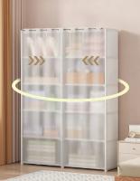 Gabinete De Almacenamiento Multicapa Con Cortinas Resistente Al Polvo Armario Portátil Organizador De Ropa Ecológico De 5 Capas Metal Para Espacio Doméstico - details 2