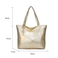 Bolso De Hombro Para Mujer Casual Fashion PU Cuero Negro Plata Oro Estilo Crocodiloid Bolso Grande Capacidad Tote Bag Ladies Hand Bags - details 21