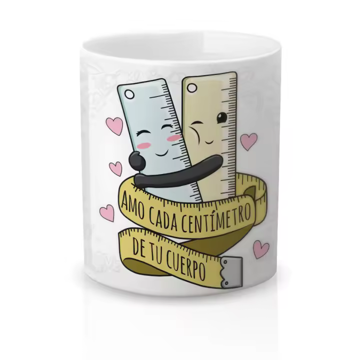 Taza cerámica Regalo Original Amor y Amistad. Resistente 100% al microondas y lavavajillas. Taza con Frase Amo cada centímetro de tu cuerpo - 1