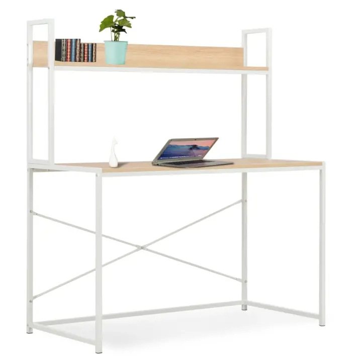 vidaXL Escritorio para ordenador blanco y roble 120x60x138 cm - 1