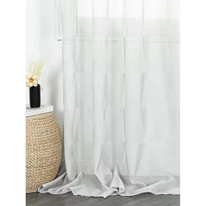 Shoppe house - Cortina Transparente 140 x 260cm, Visillo Estilo Minimalista con diseño triángulos en Tejido Tipo Gasa - 1
