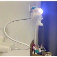 Lámpara De Lectura Portátil En Forma De Astronauta Blanco USB Para Escritorio Luz Nocturna LED Para PC Y Computadora Fuente DC 5V - details 5