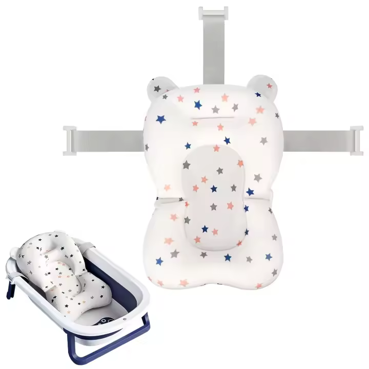 Asiento de baño para bebé, alfombrilla de apoyo plegable para bañera de bebé, almohadilla y silla para bañera de recién nacido, almohada antideslizante para bebé, cojín suave y cómodo para el cuerpo - 1