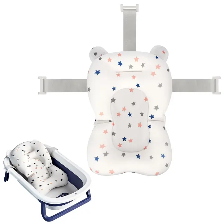 Asiento de baño para Bebé, alfabrilla de Apoyo plegable para bañera de Bebe, almohadilla y Silla para bañera de nuevo Nacido, almohada antideslizante para Bebé, cojín suave y Cómodo para el cuerpo - 1