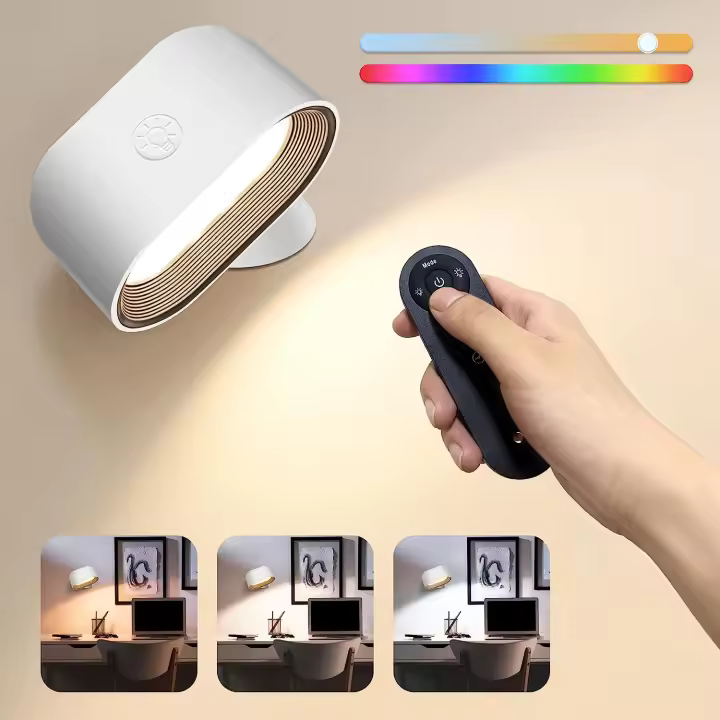 Luz De Pared Remotamente Controlada RGB Cambio De Color Toque Rotación De 360 Grados Luz Nocturna Para El Borde Del Cama Dormitorio - 1