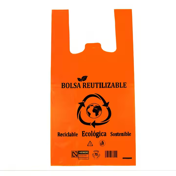 Bolsas Plastico NARANJAS 70% Reciclado 100uds 42x53cm - 1