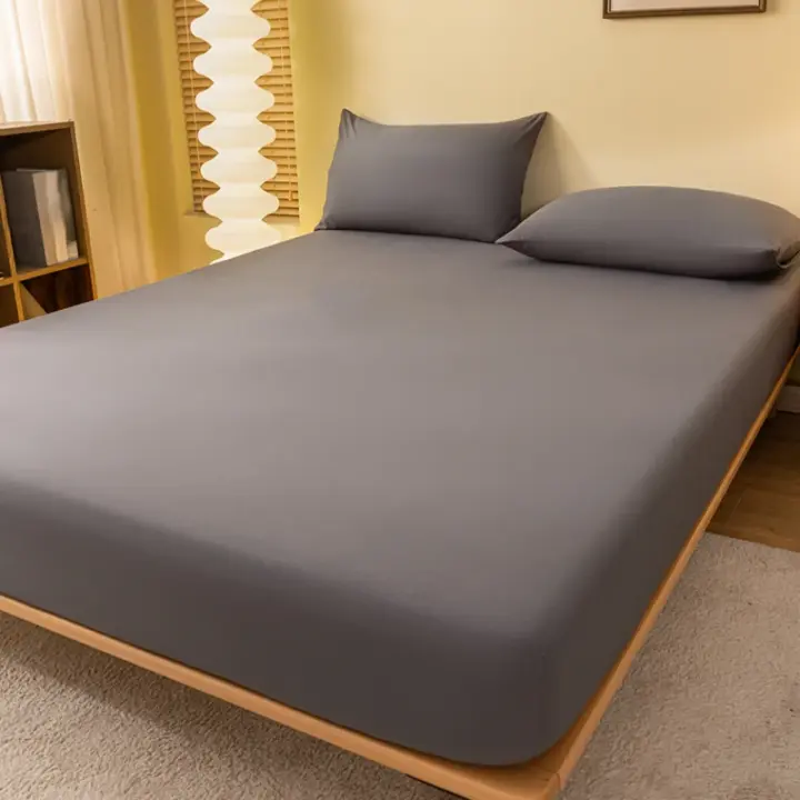 Sábana Sólida Mate Oscura Para Cama Cobija Para Dormitorio 100% Poliéster Estilo Plano Sin Patrón Manta De Cama Exclusiva De Edredón - 1